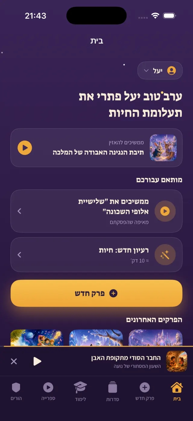 מסך הבית בערכת נושא לילה